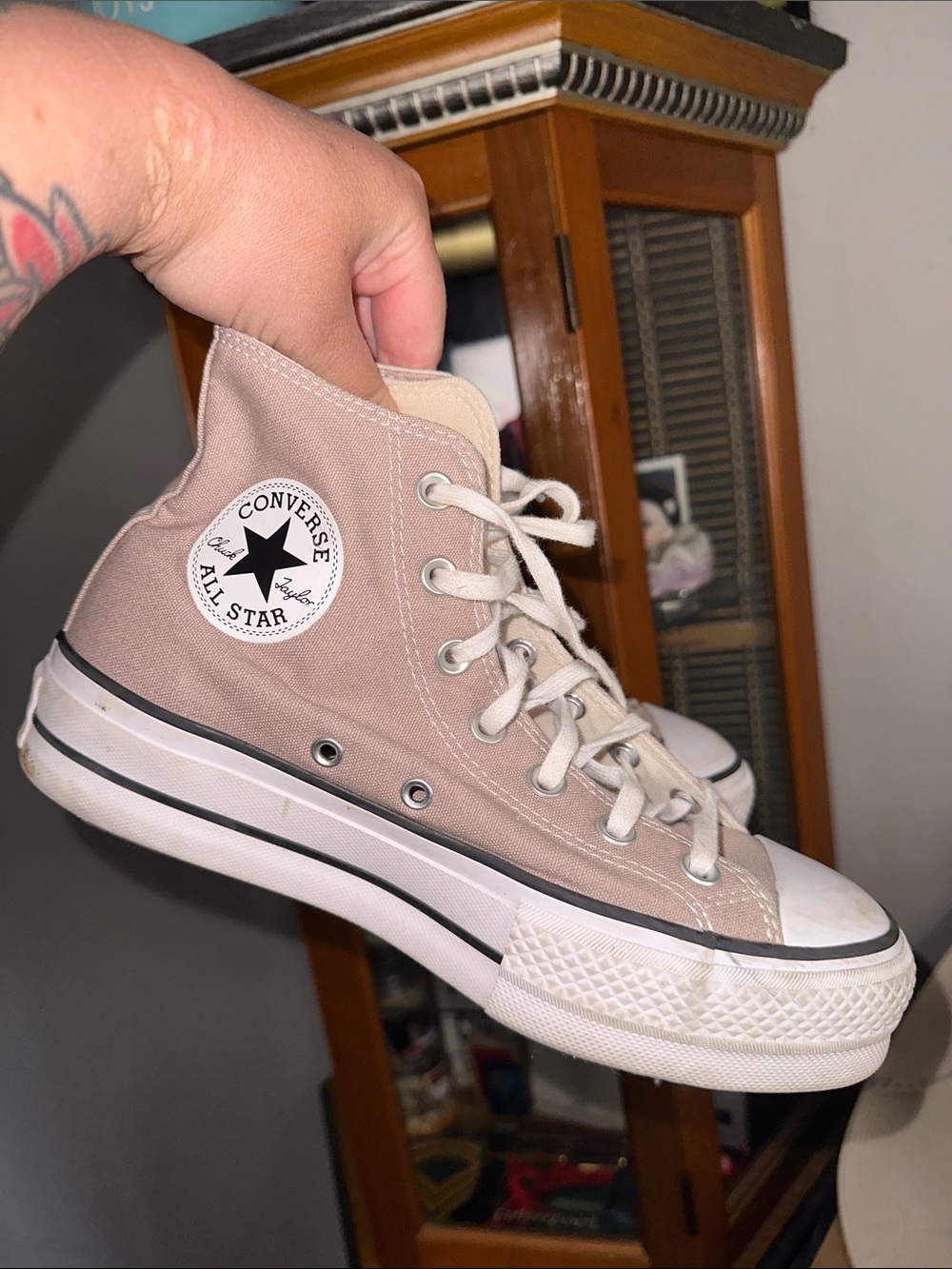 Converse All Star High Top Sneakers in Taupe Canvas